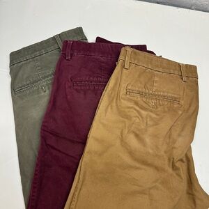Gap Chino Pant set of 3- Olive, Burgundy, and Tan